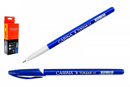 Ручка TUKZAR шариковая CARINA белый держатель, синий корпус, на масляной основе - канцтовары в Минске